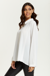 Relaxed Fit Long Sleeves Shirt Top with Button Details in White