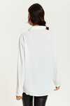 Relaxed Fit Long Sleeves Shirt Top with Button Details in White