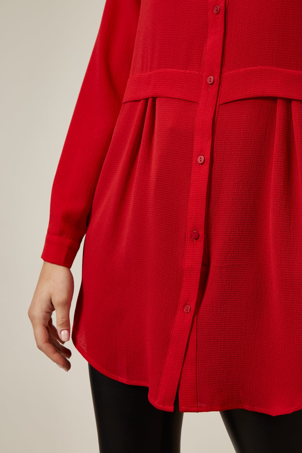 Long Sleeves Oversized Shirt In Red