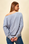 Oversized Heart Sweatshirt with Boat Neckline in Grey