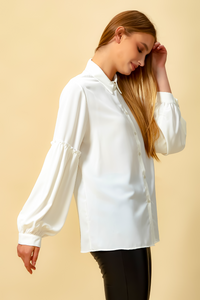 Patchwork Sleeves Shirt in White