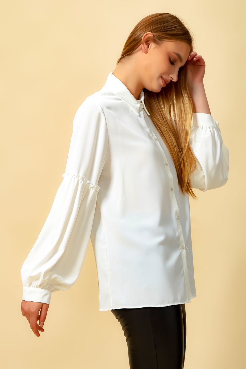 Patchwork Sleeves Shirt in White