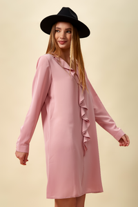 Oversized Tunic with Frill Details in Pink