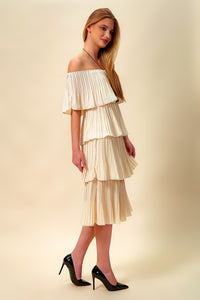 Oversized Midi Layered Dress in Beige