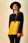 Colour Block Blouse in Black and Yellow