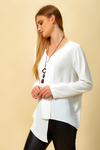 Oversized Layered Top with Necklace in White