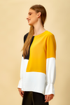 Oversized Colour Block Top in Black, Yellow and White