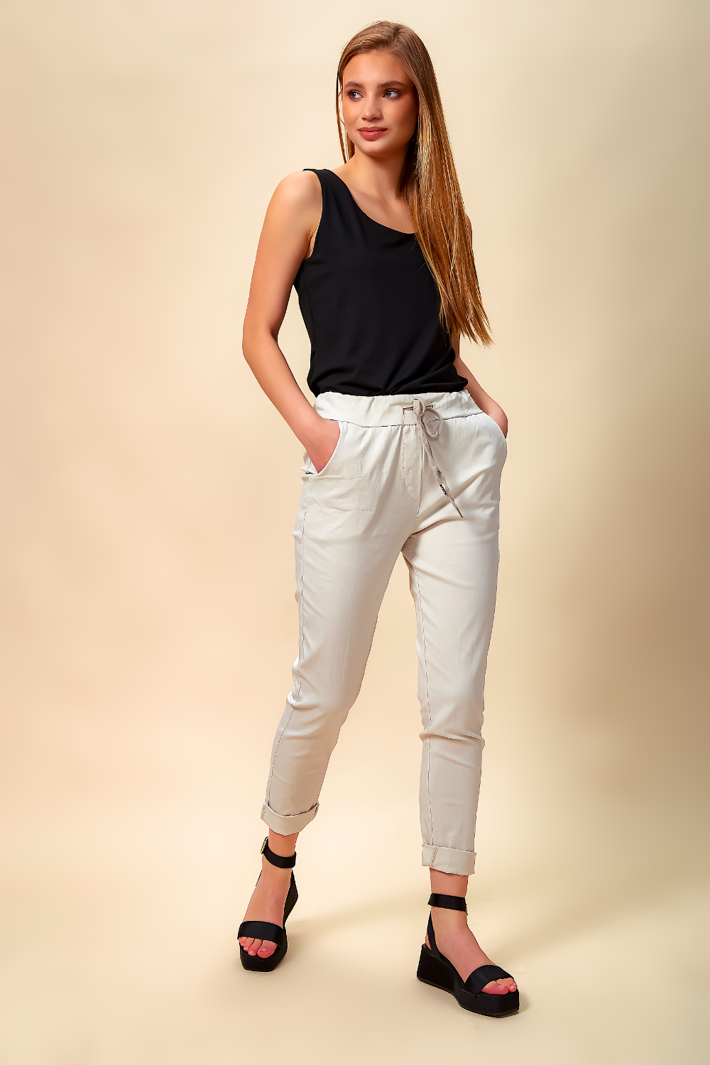 Stretch Trousers In White