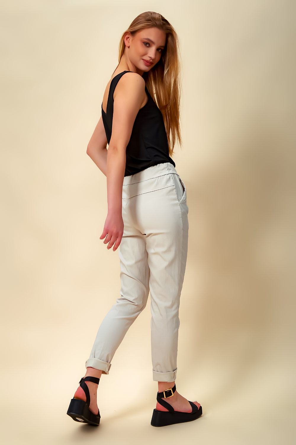 Stretch Trousers In White
