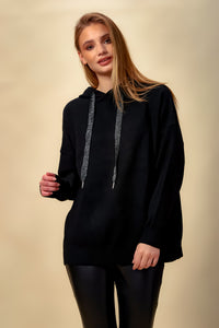 Oversized Hoodie with Detailed Back in Black
