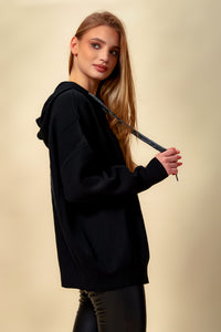 Oversized Hoodie with Detailed Back in Black