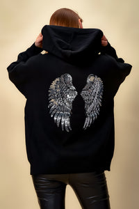 Oversized Hoodie with Detailed Back in Black