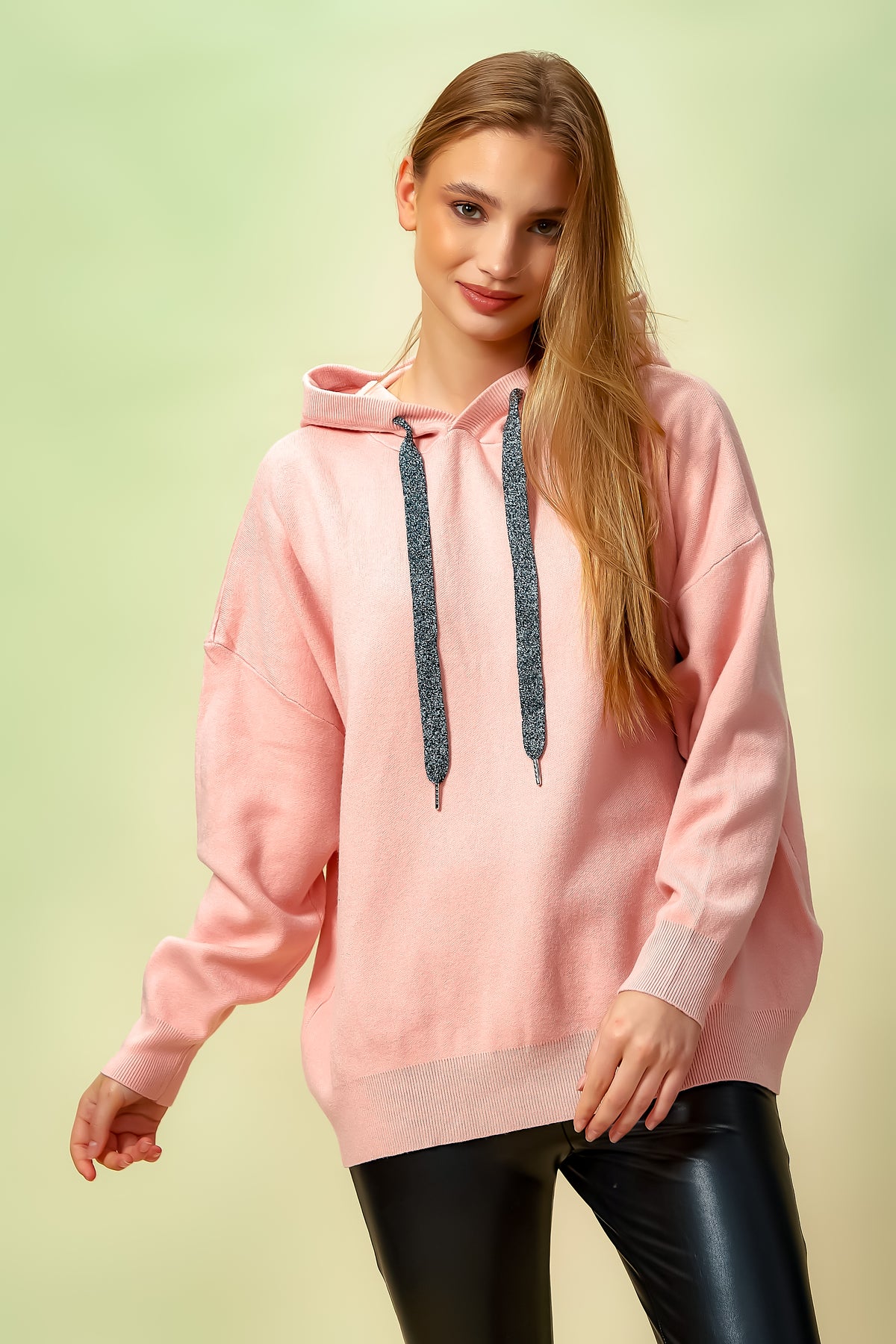 Oversized Hoodie with Detailed Back in Pink