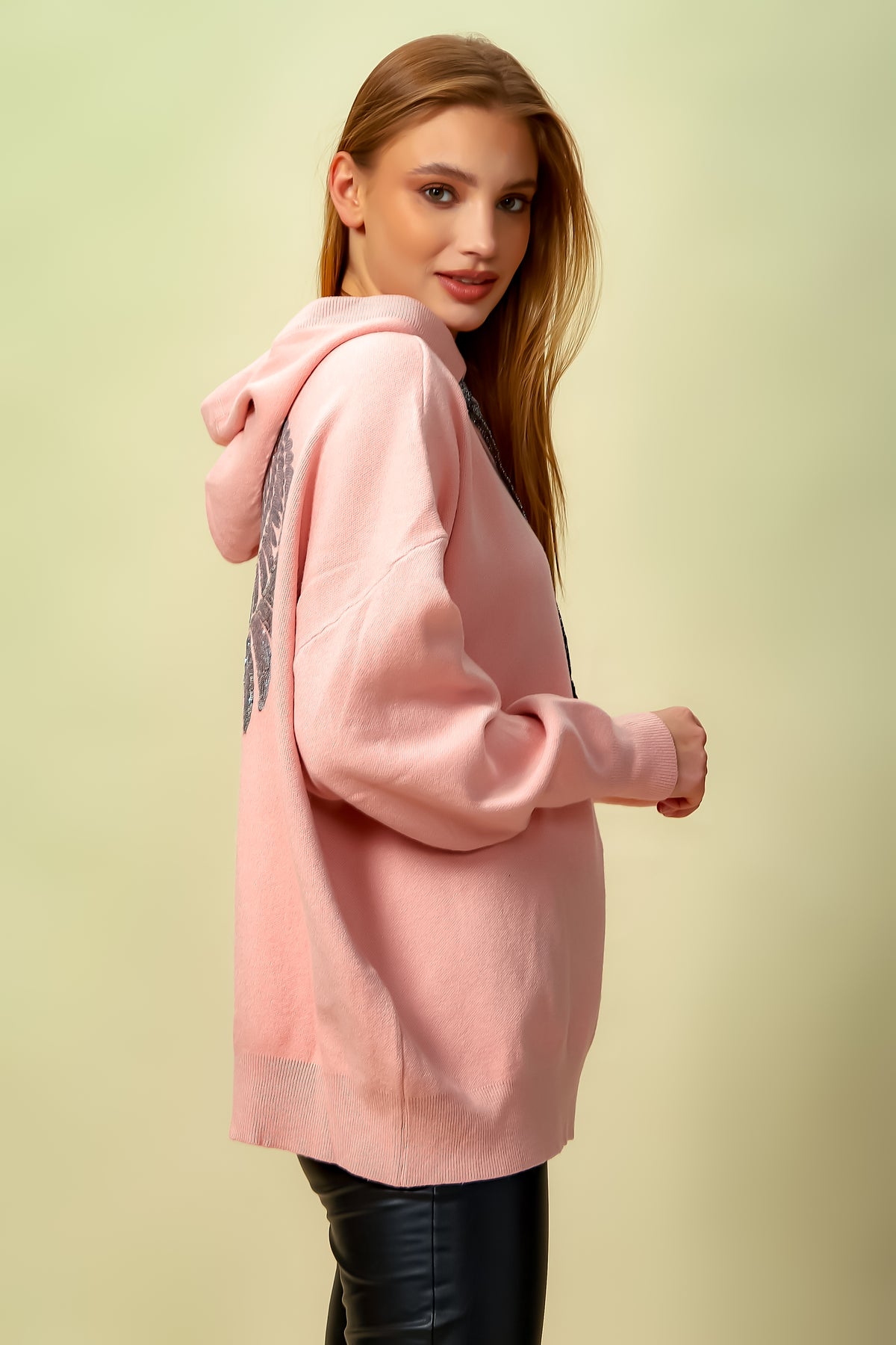 Oversized Hoodie with Detailed Back in Pink