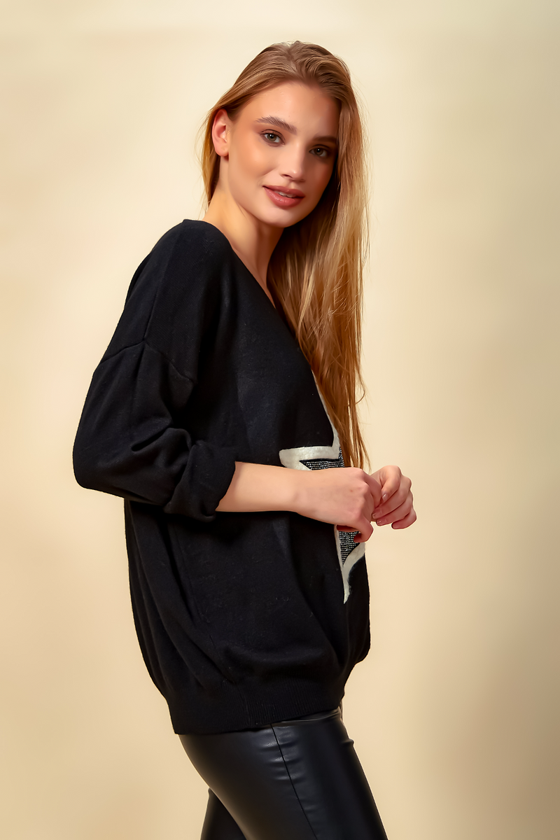 Oversized black hot sale jumper womens