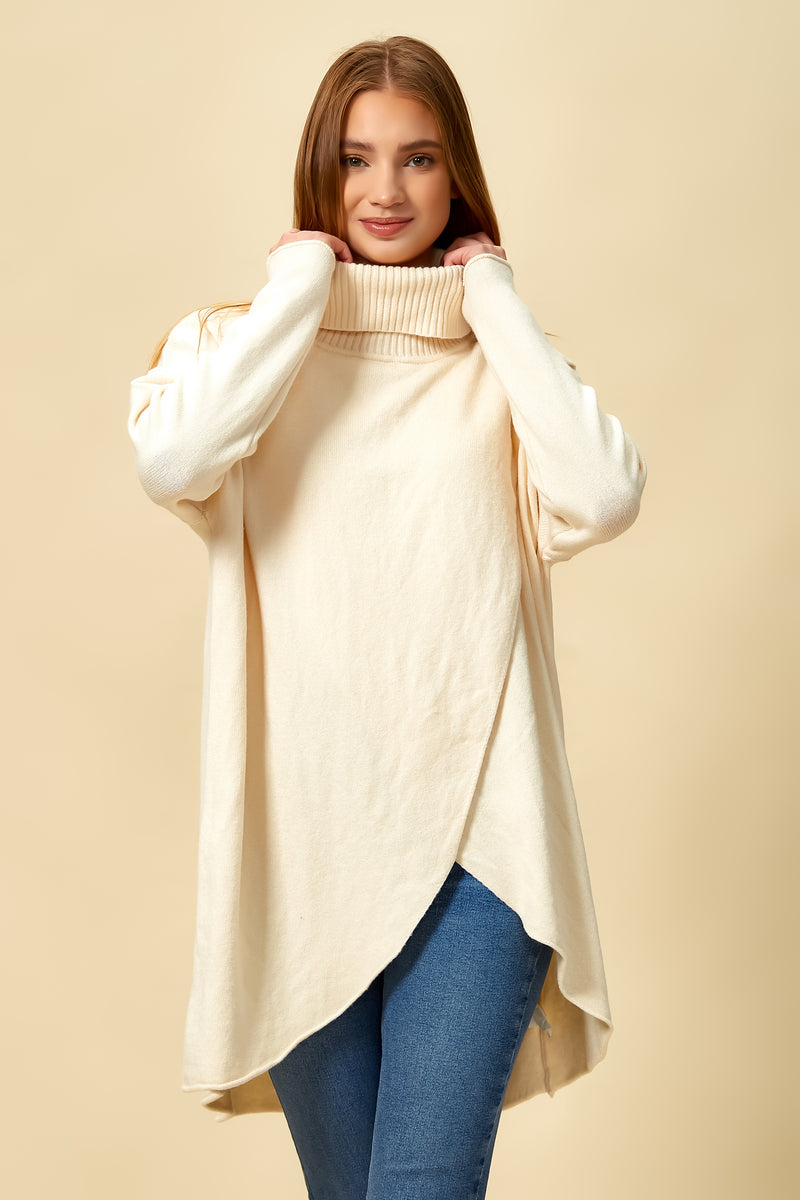 Oversized Turtle Neck Jumper in Cream