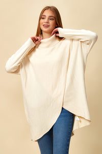 Oversized Turtle Neck Jumper in Cream