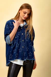 Star Denim Shirt with Pocket Details