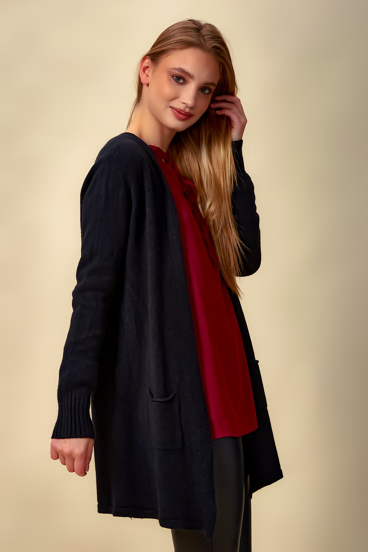 Oversized Long Cardigan Jumper in Black