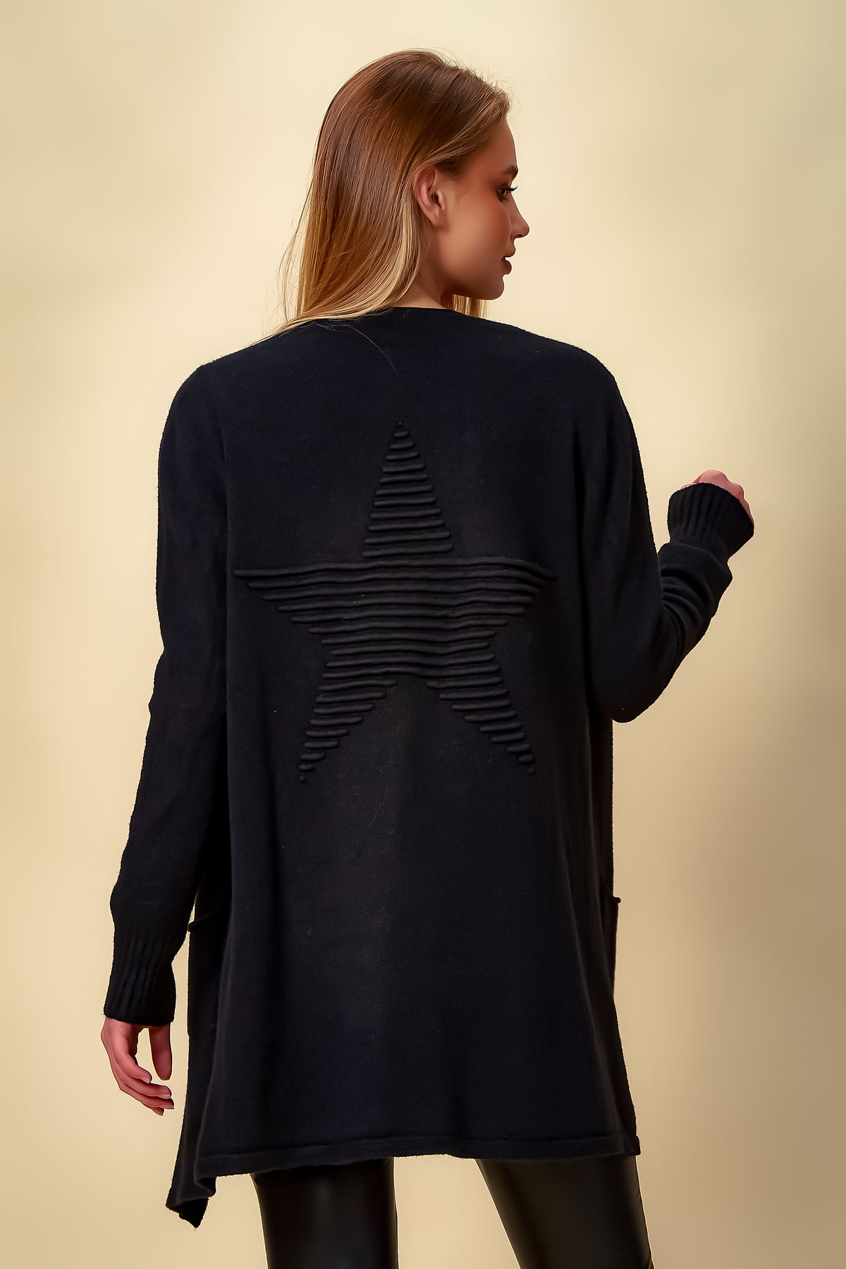 Oversized Long Cardigan Jumper in Black
