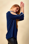 Oversized Top with Details in Blue