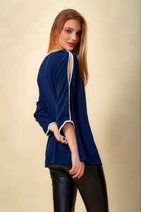 Oversized Top with Details in Blue