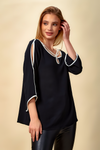 Oversized Top with Details in Black