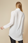 Long Sleeves Tie Neck Oversized Shirt in White