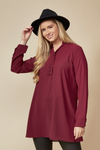 Tunic Shirt with Button Details in Burgundy