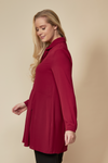 Long Sleeves Tie Neck Oversized Shirt in Burgundy