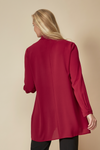 Long Sleeves Tie Neck Oversized Shirt in Burgundy