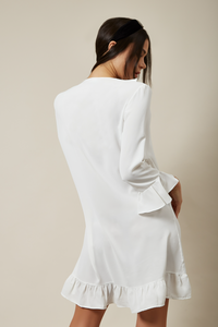 Oversized Frilled Dress In White