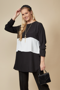 Oversized Colour Block Top in Black and White