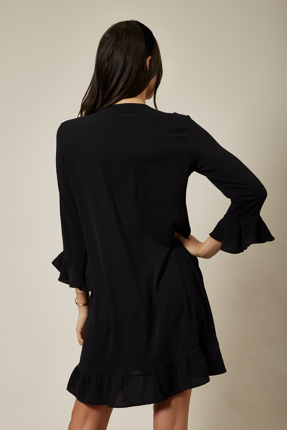 Oversized Frilled Dress in Black