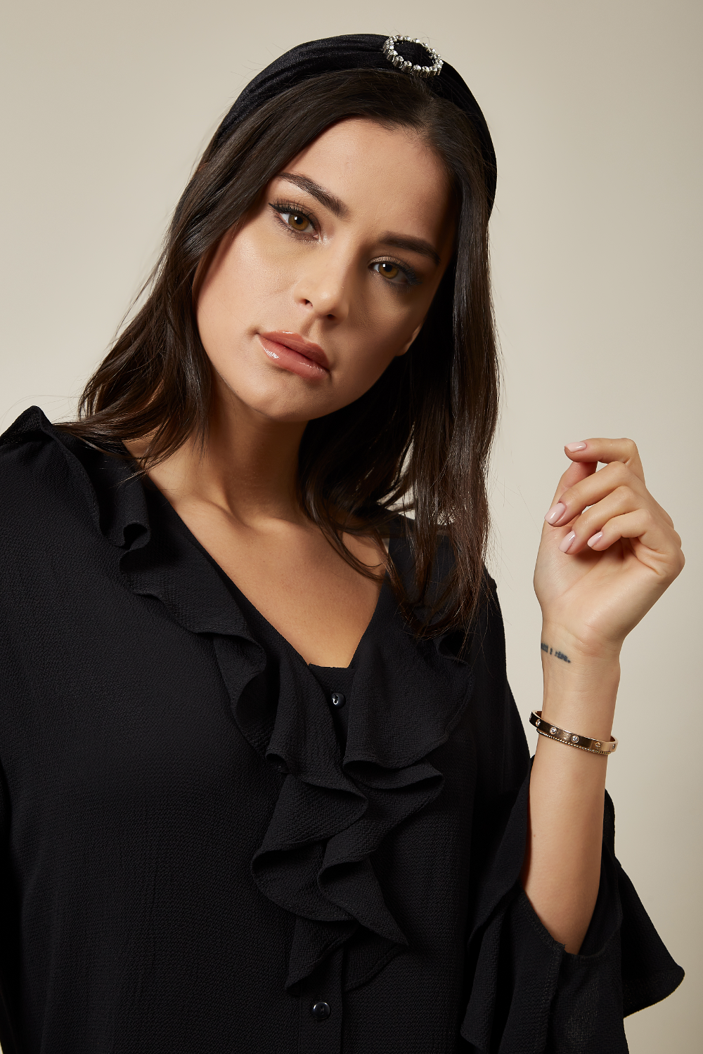 Oversized Frilled Dress in Black