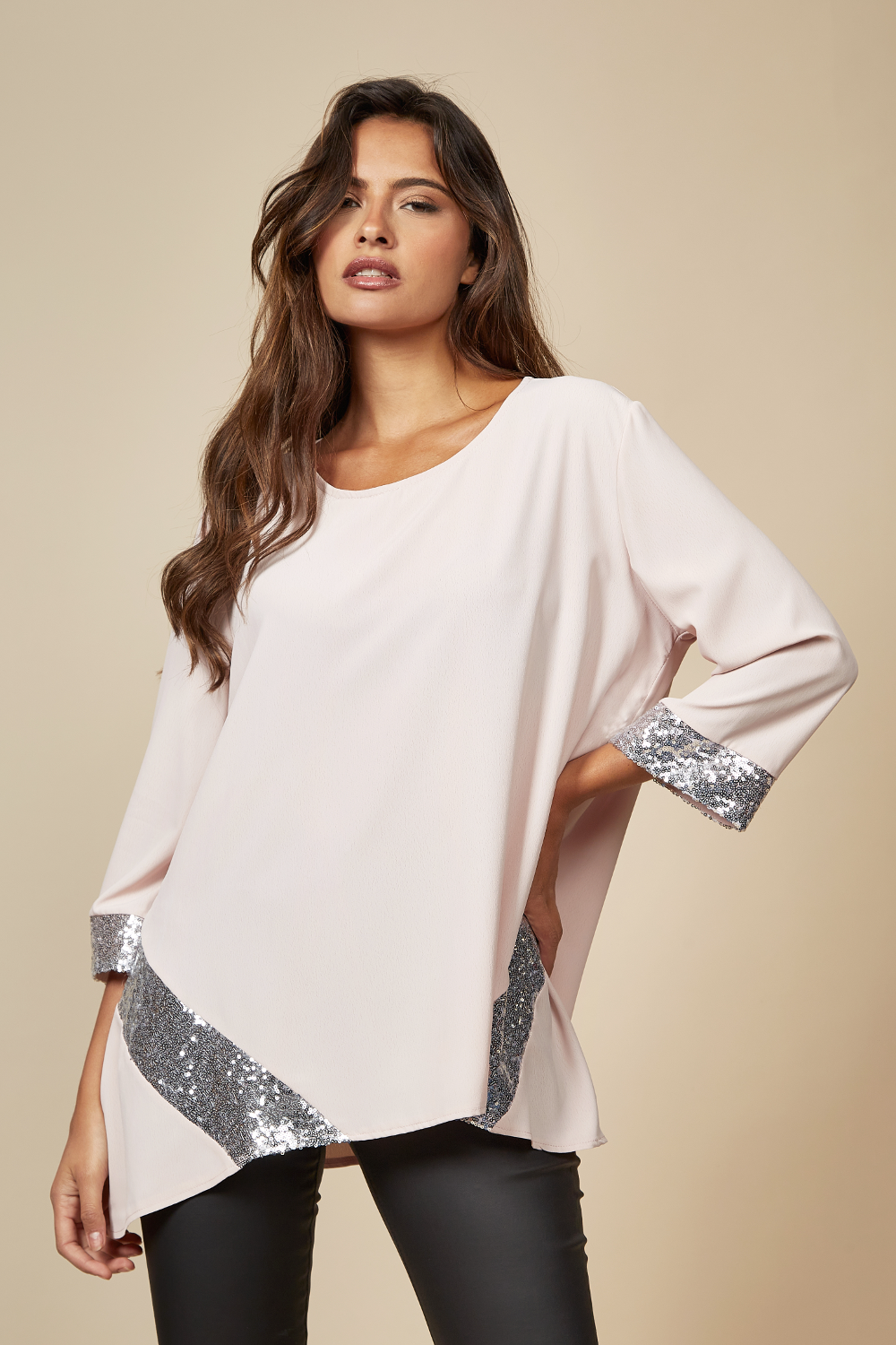 Oversized sequin hot sale top