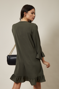 Oversized Frilled Dress in Khaki
