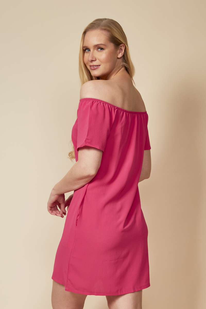 Off Shoulder Mini Dress in Pink