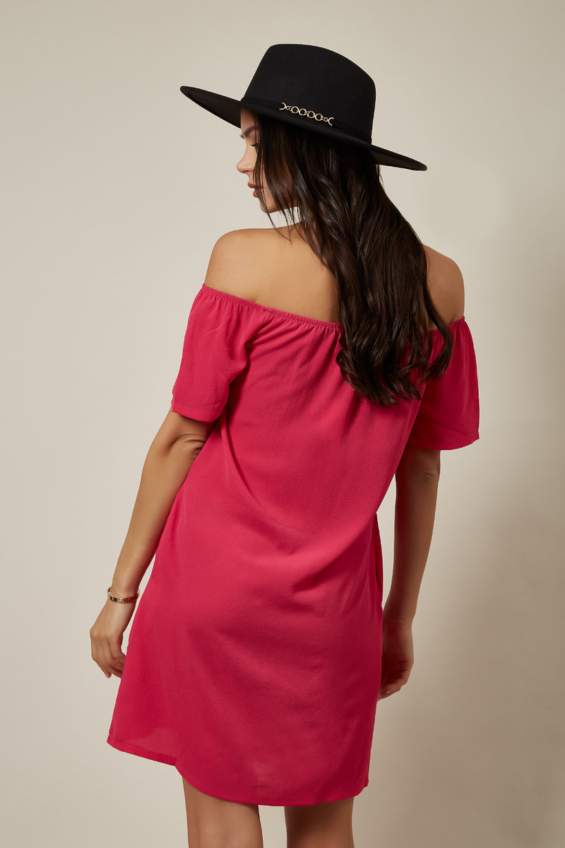 Off Shoulder Mini Dress in Pink
