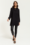 Oversized Detailed Neck Top with Long Sleeves in Black