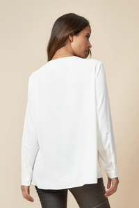 Long Sleeves Relaxed Fit Layered Top with Necklace in White