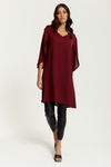 Oversized V Neck Tunic with Split Sleeves in Burgundy