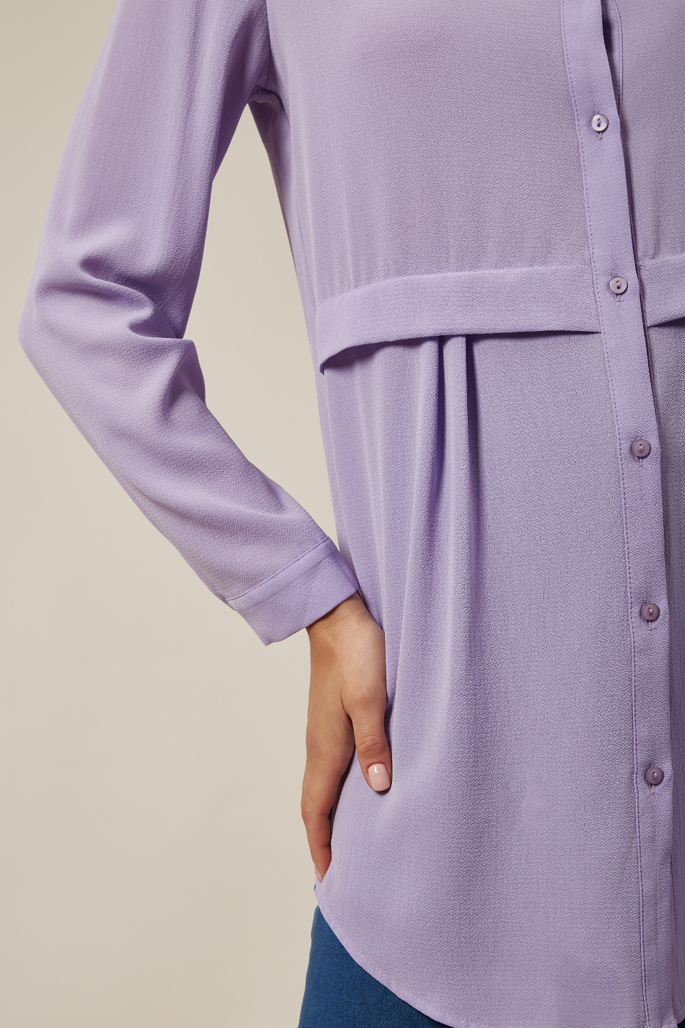 Long Sleeves Oversized Shirt In Lilac
