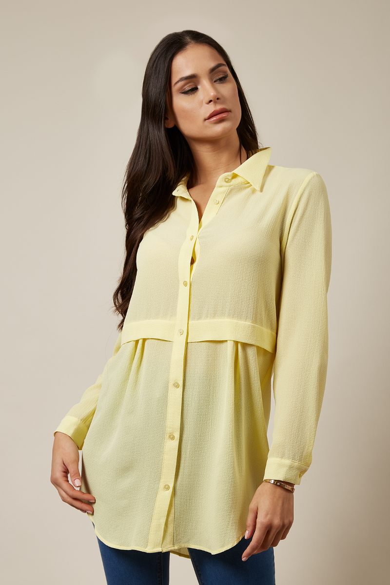 Long Sleeves Oversized Shirt In Yellow