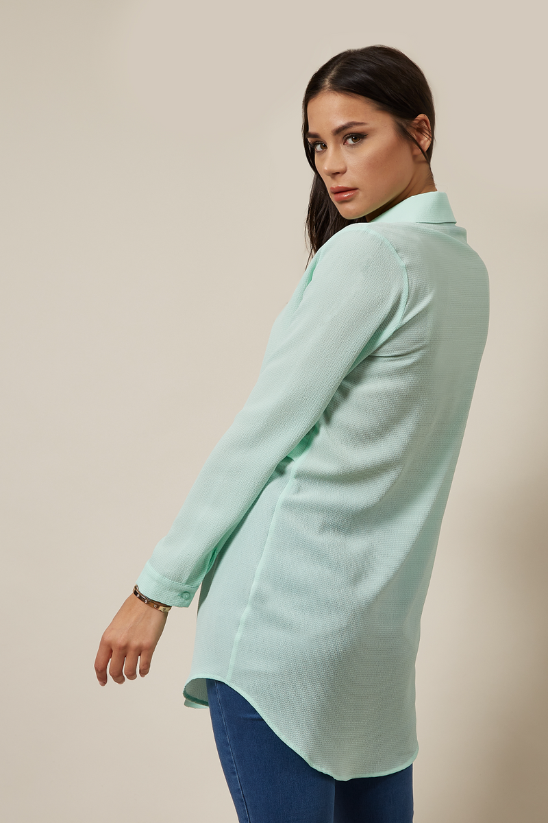 Long Sleeves Oversized Shirt In Mint Green