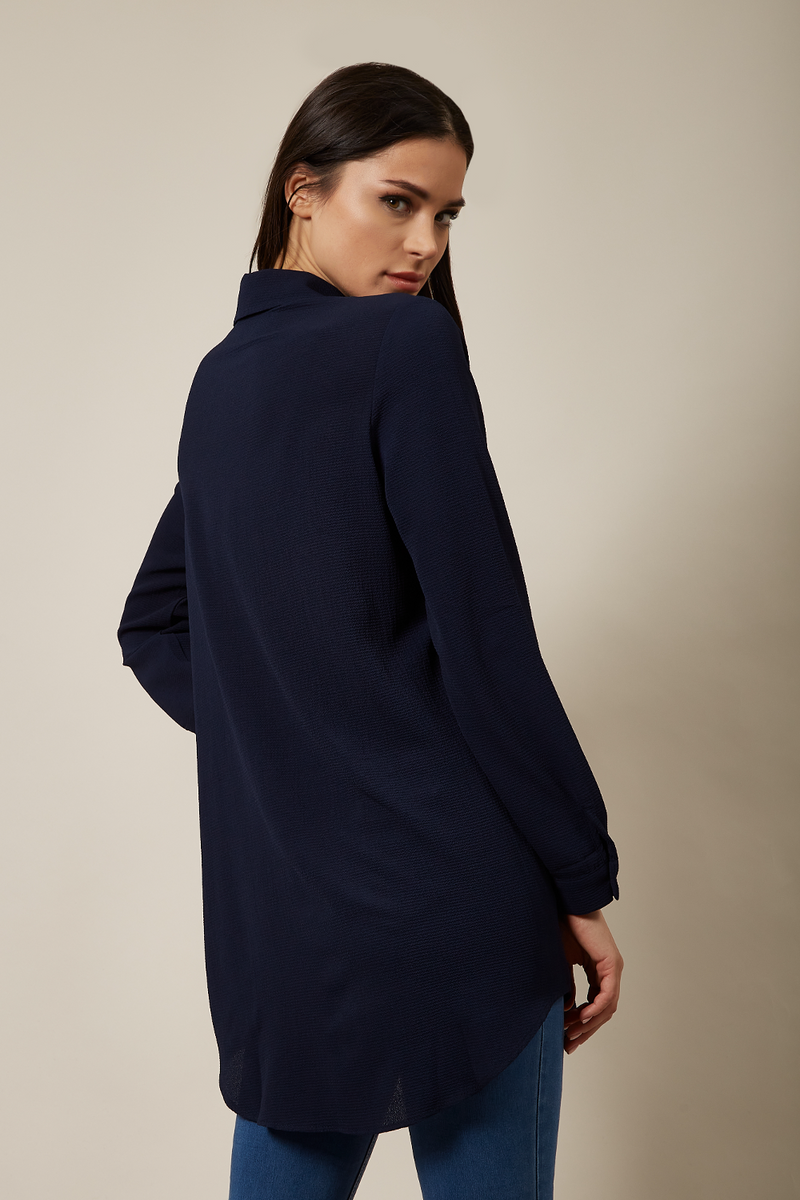 Long Sleeves Oversized Shirt In Navy