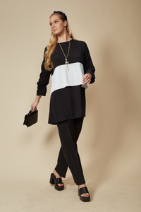 Oversized Colour Block Top in Black and White