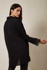 Oversized Top With Lace Detail In Black
