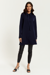 Oversized Tie Detailed Shirt Tunic with Long Sleeves in Navy