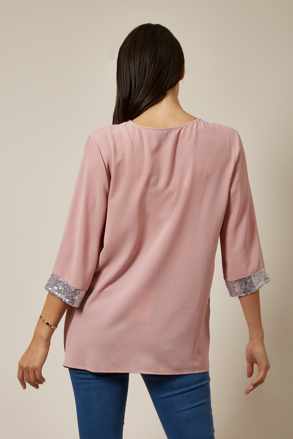 Oversized Sequin Detail Top In Pink